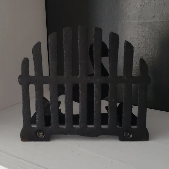Vintage Cast Iron Metal Fa  hicket Fence Duck/Geese Napkin Holder Letter Holder - Picture 4 of 5